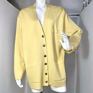 Soft Yellow V-Neck Button Cardigan Sweater